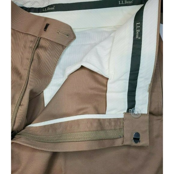 L.L. Bean WF Dress Chino Plain Front Classic Fit Men Dark Khaki Size 35 Pants - Picture 12 of 12